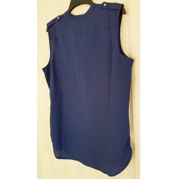 Sleeveless Blue Blouse V-Neck Top Shirt Work NWT - Picture 5 of 6